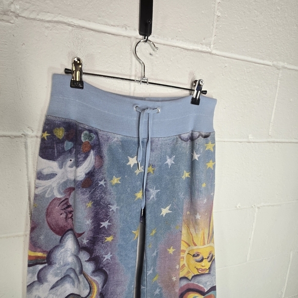 Vtg Lucky Brand Wide Leg Peace Love Printed Sweatpants Rare Htf - Picture 7 of 12